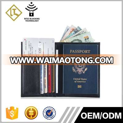 Genuine holder carbon fiber business card men's rfid passport document leather travel wallet